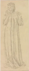 Weibliche Figur mit Apfel